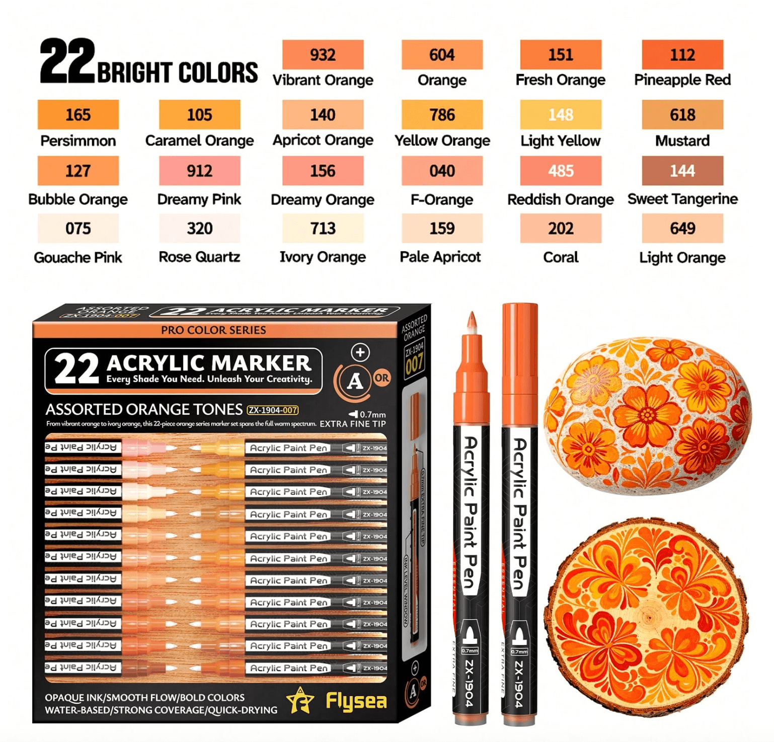Flysea Fine tip orange tones (22 colors)