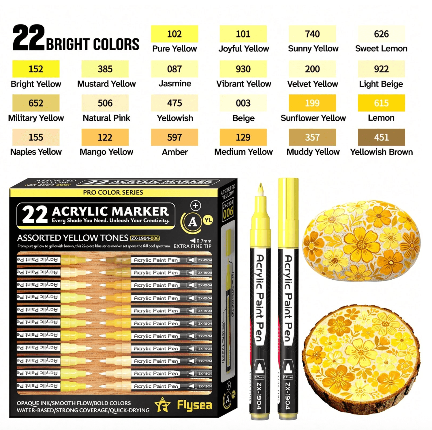 Fine tip yellow tones (22 colors)