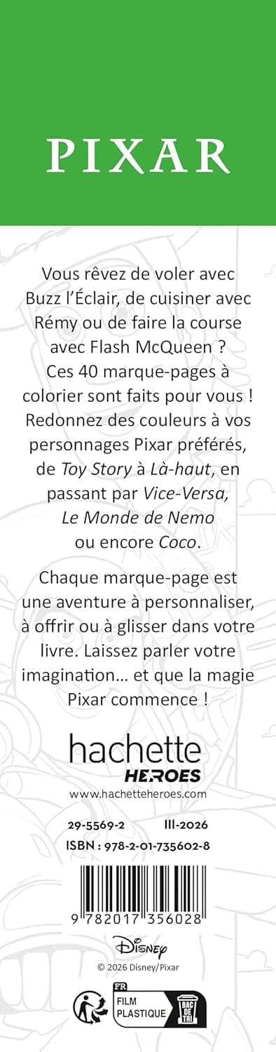 Pixar: 40 Bookmarks to Color