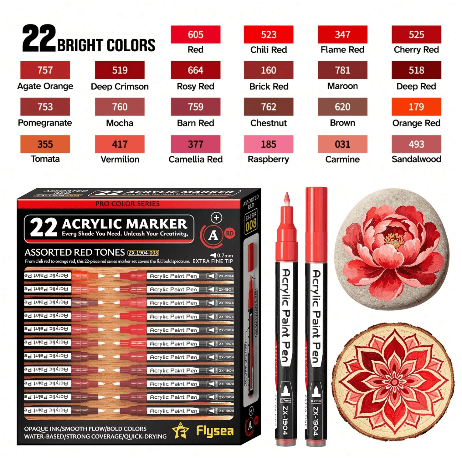 Flysea Fine tip red tones (22 colors)