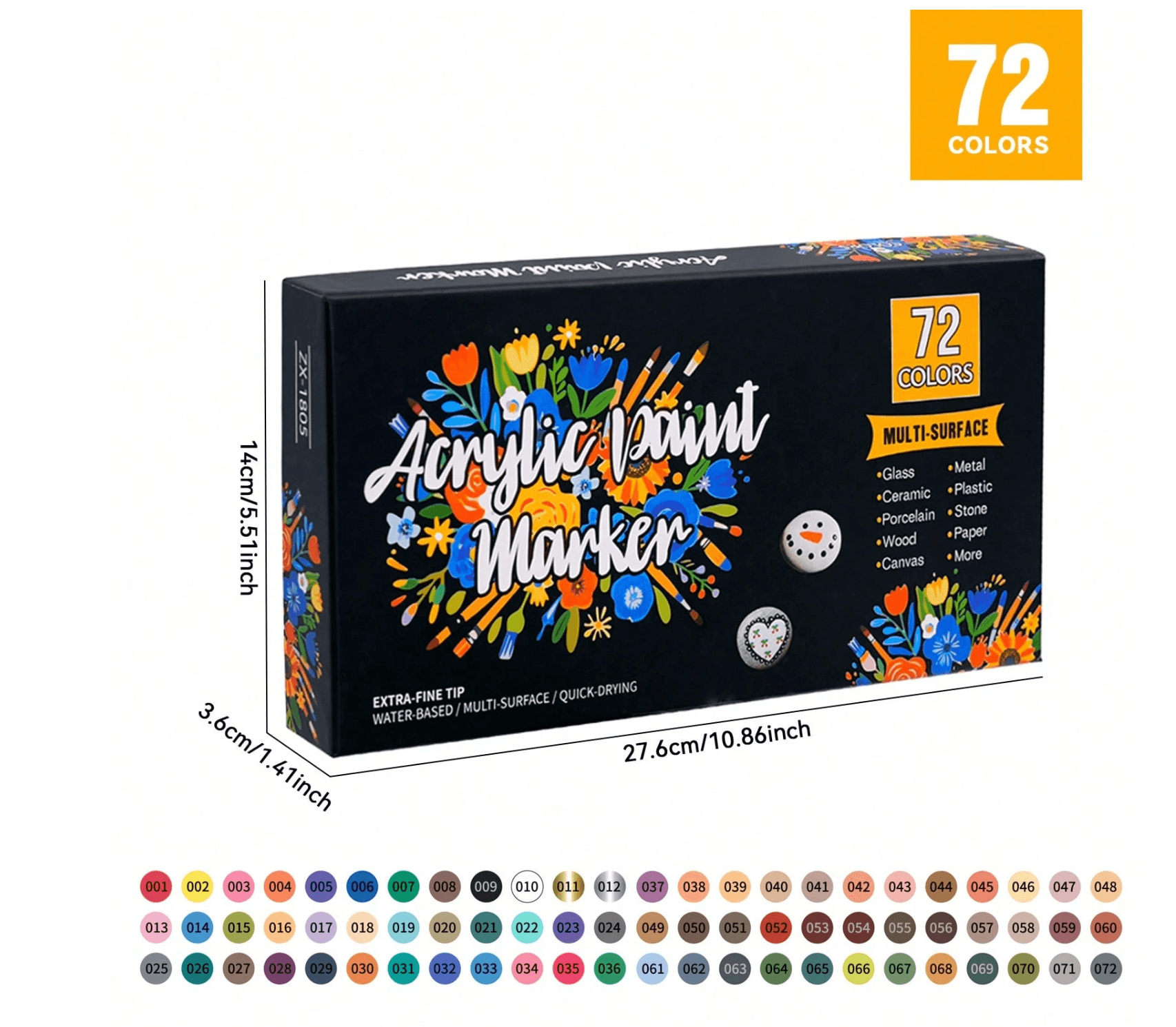 fine tip acrylic markers (72 colors)