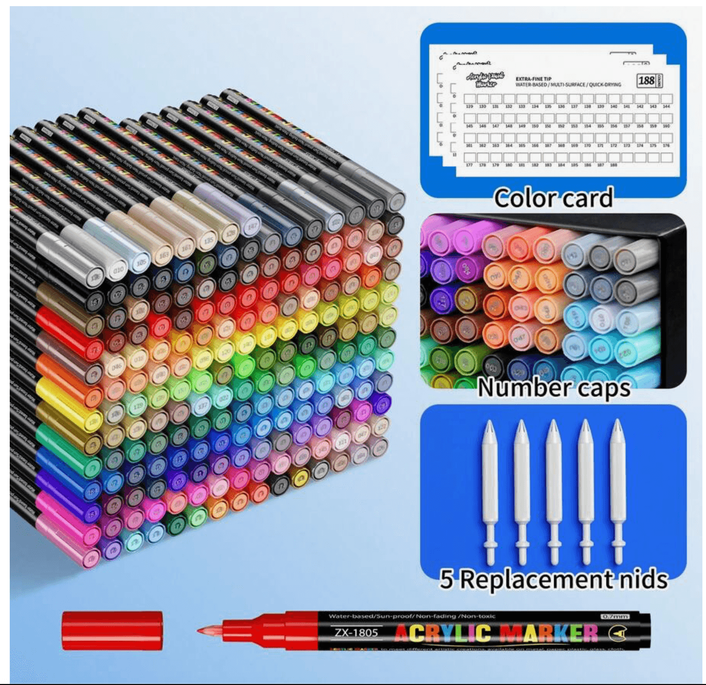 fine tip acrylic markers (188 colors)