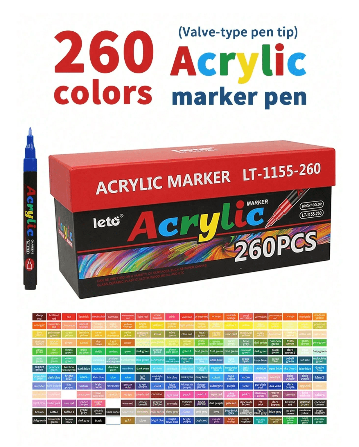 Leto fine tip acrylic markers (260 colors)
