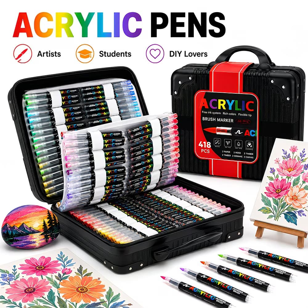 418 Colors Acrylic Brush Markers (black plastic bag)