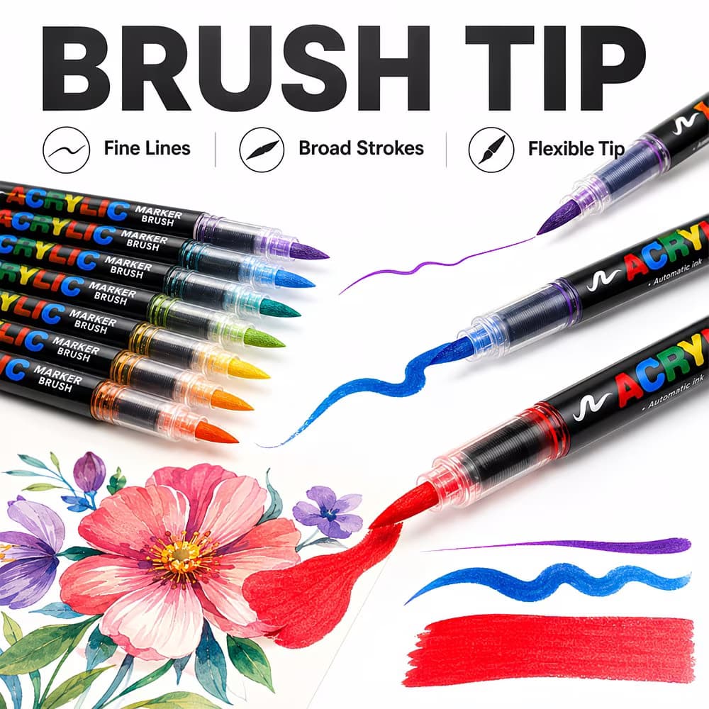 418 Colors Acrylic Brush Markers (black plastic bag)