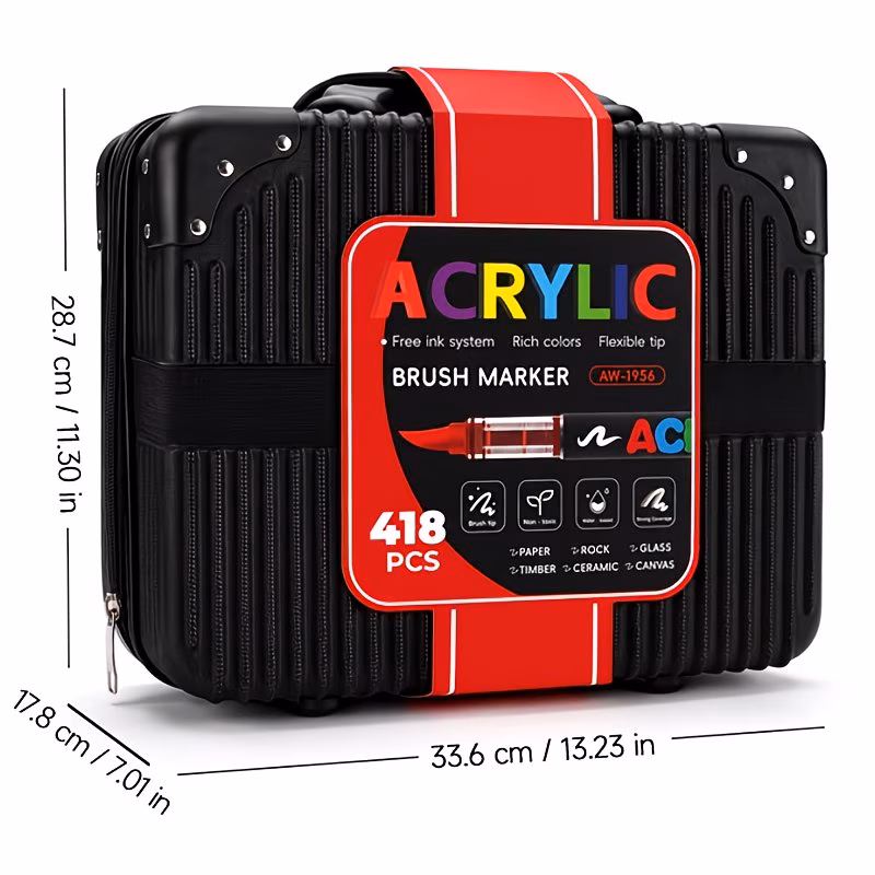 418 Colors Acrylic Brush Markers (black plastic bag)