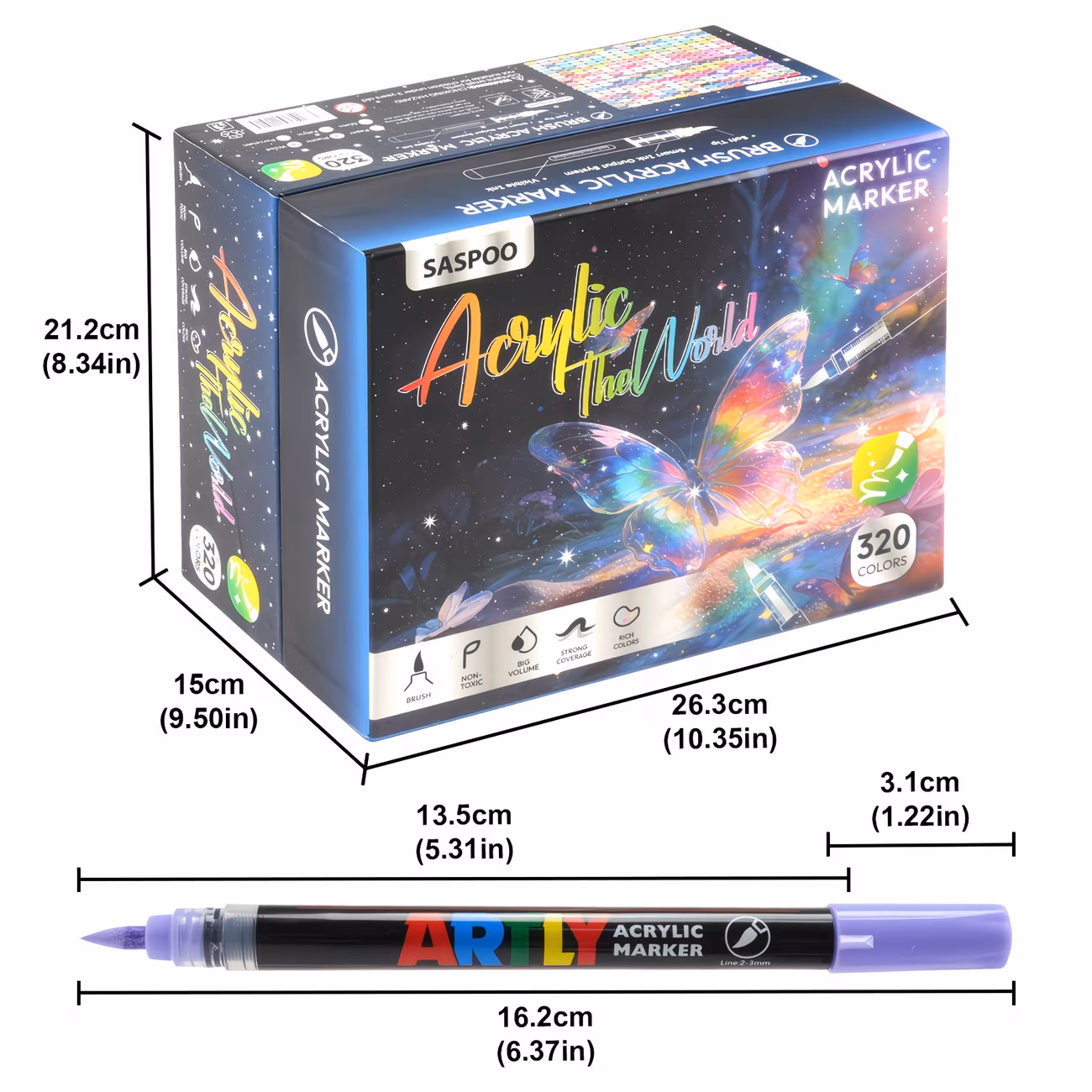 Saspoo 320 acrylic markers