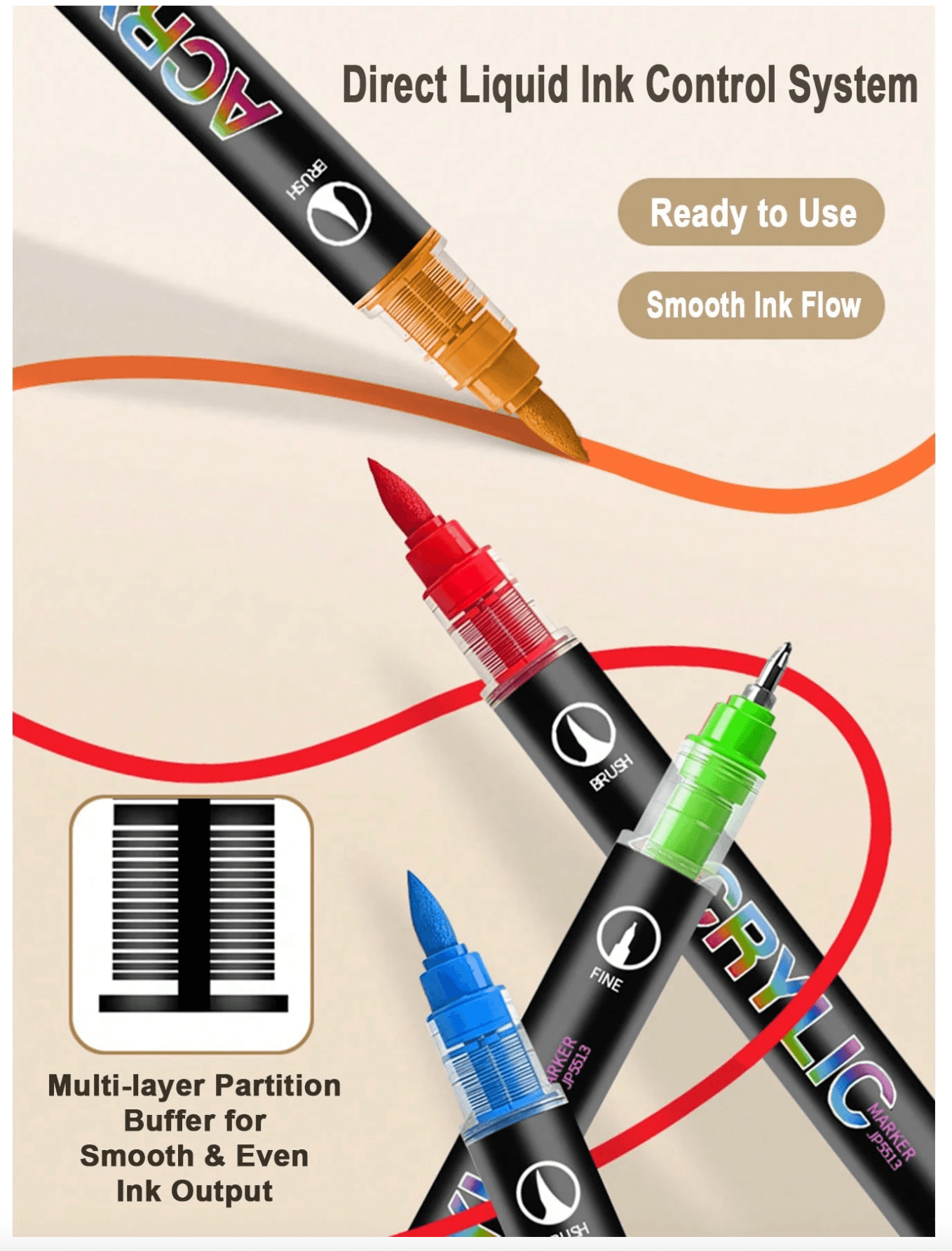 Jupai dual-tip acrylic markers (72 colors)