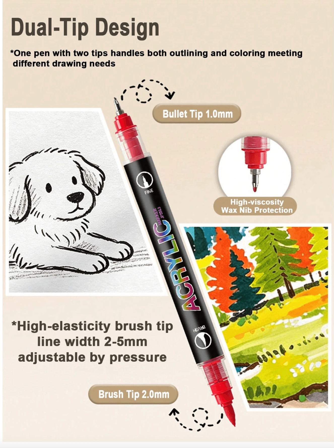 Jupai dual-tip acrylic markers (72 colors)