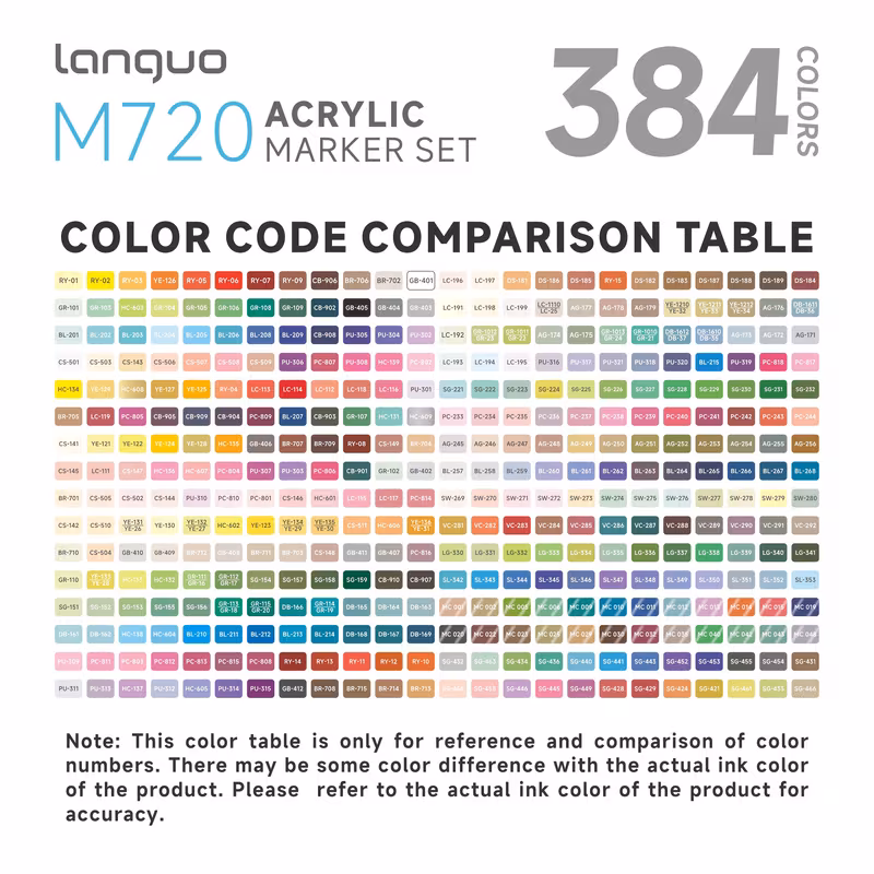 Languo 384 Acrylic markers white bag