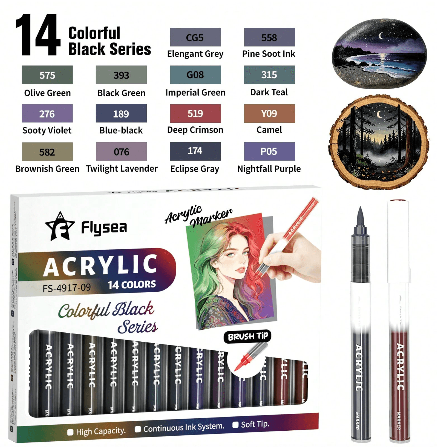 Flysea Colorful black series (14 colors)