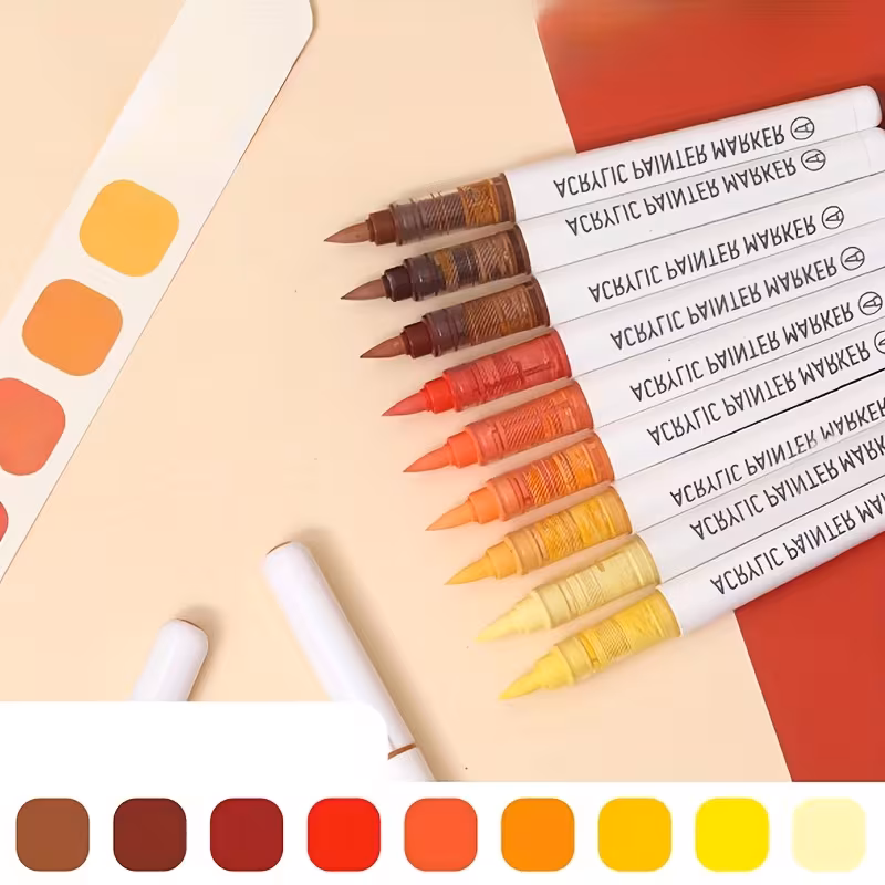 Languo 9pcs Acrylic Paint Pen Set -red/brown