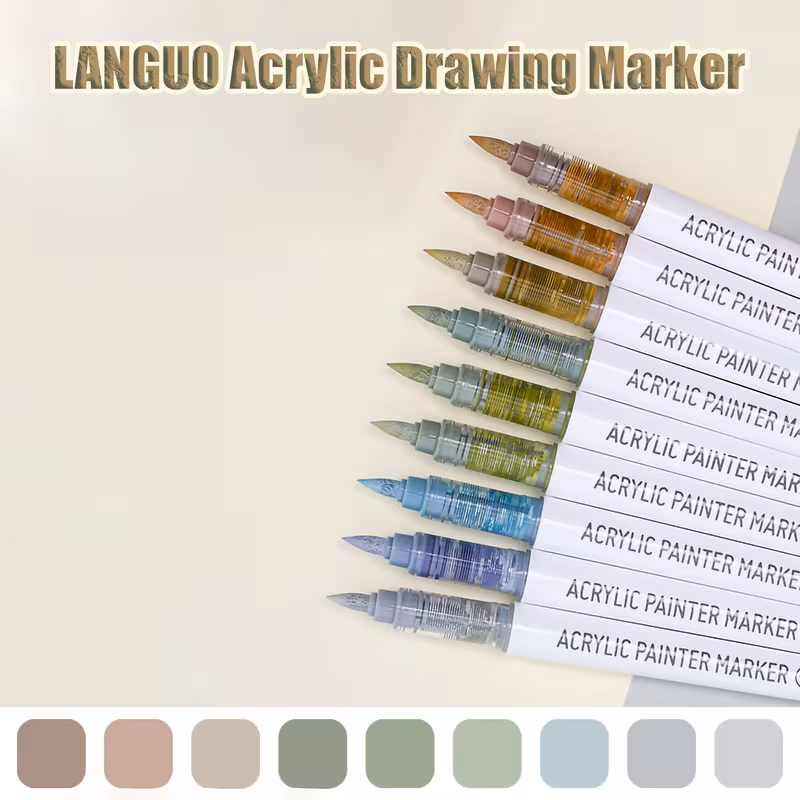 Languo 9pcs Acrylic Paint Pen Set- Advanced Grey