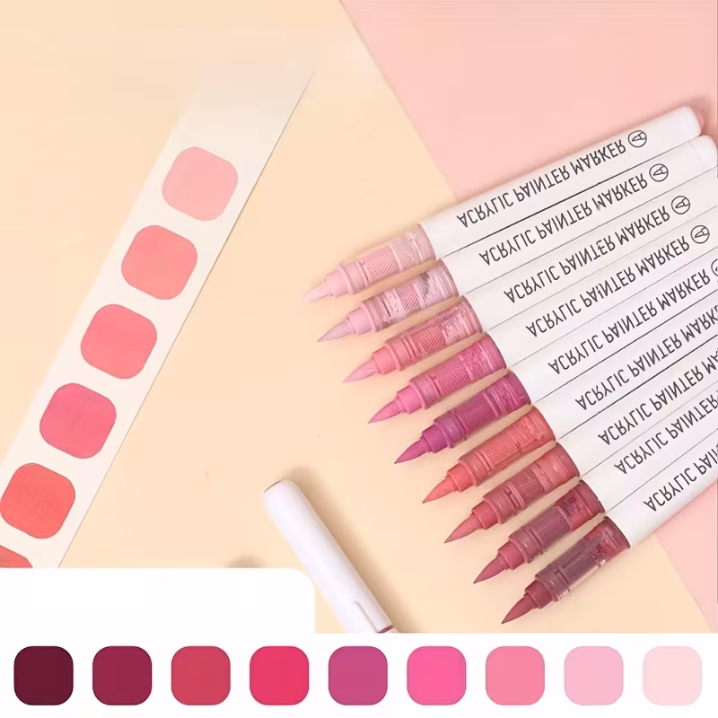 Languo 9pcs Acrylic Paint Pen Set- Sweet Pink