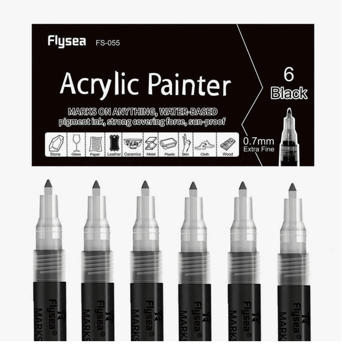 Fine tip acrylic paint pens (6 pcs)