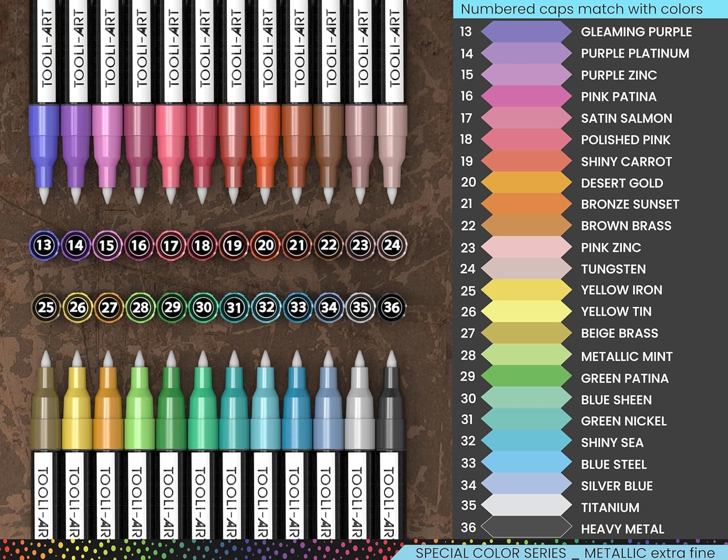 Tooli ART 22 metallic colors (Extra fine tip 0.7mm)