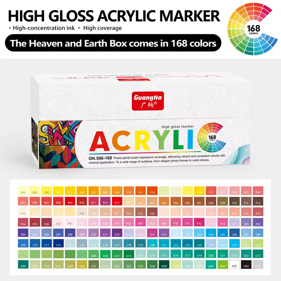 GuangNa Straight Liquid High-gloss Acrylic Marker Pen 168 Color