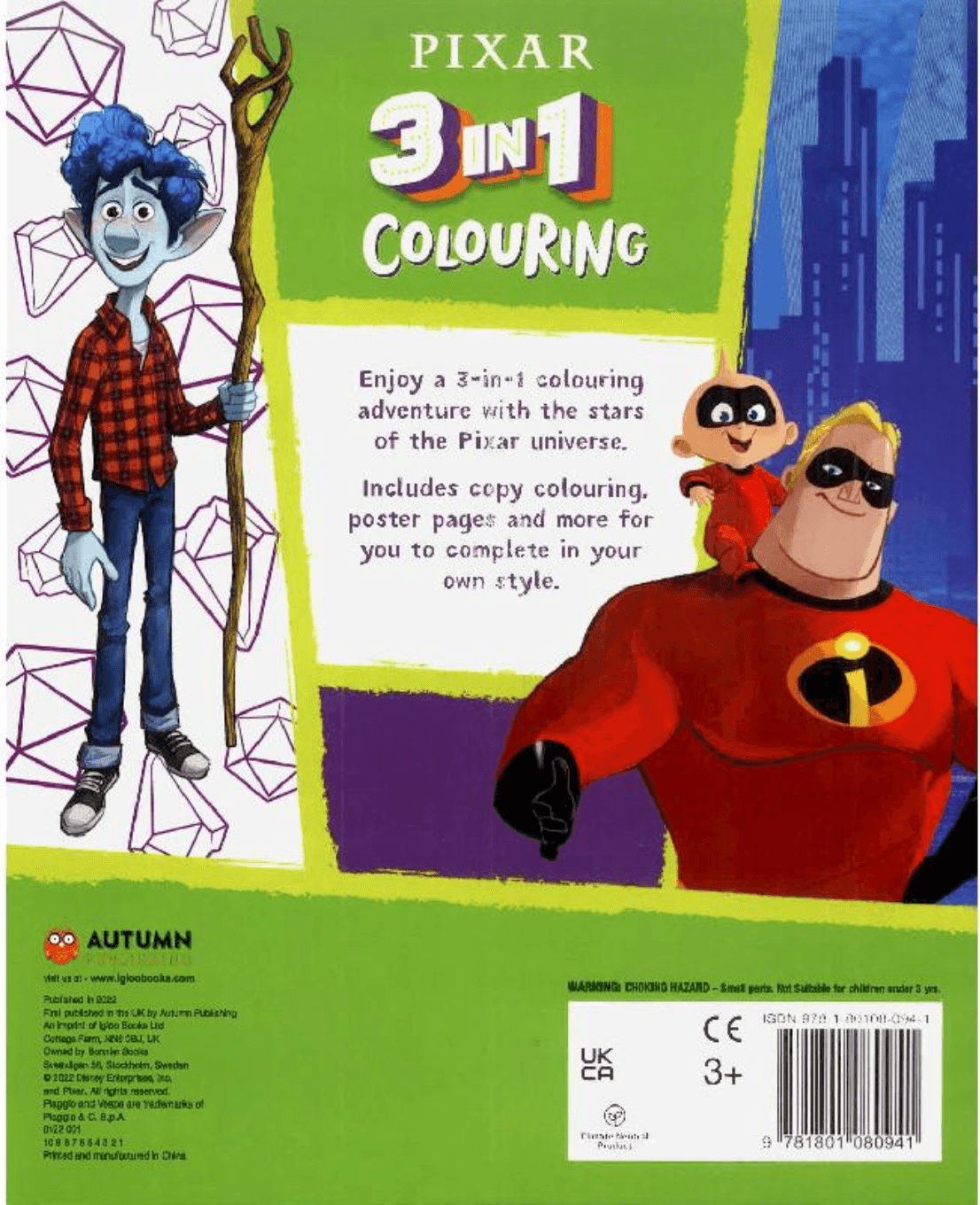 PIXAR 3 IN 1 Coloring books